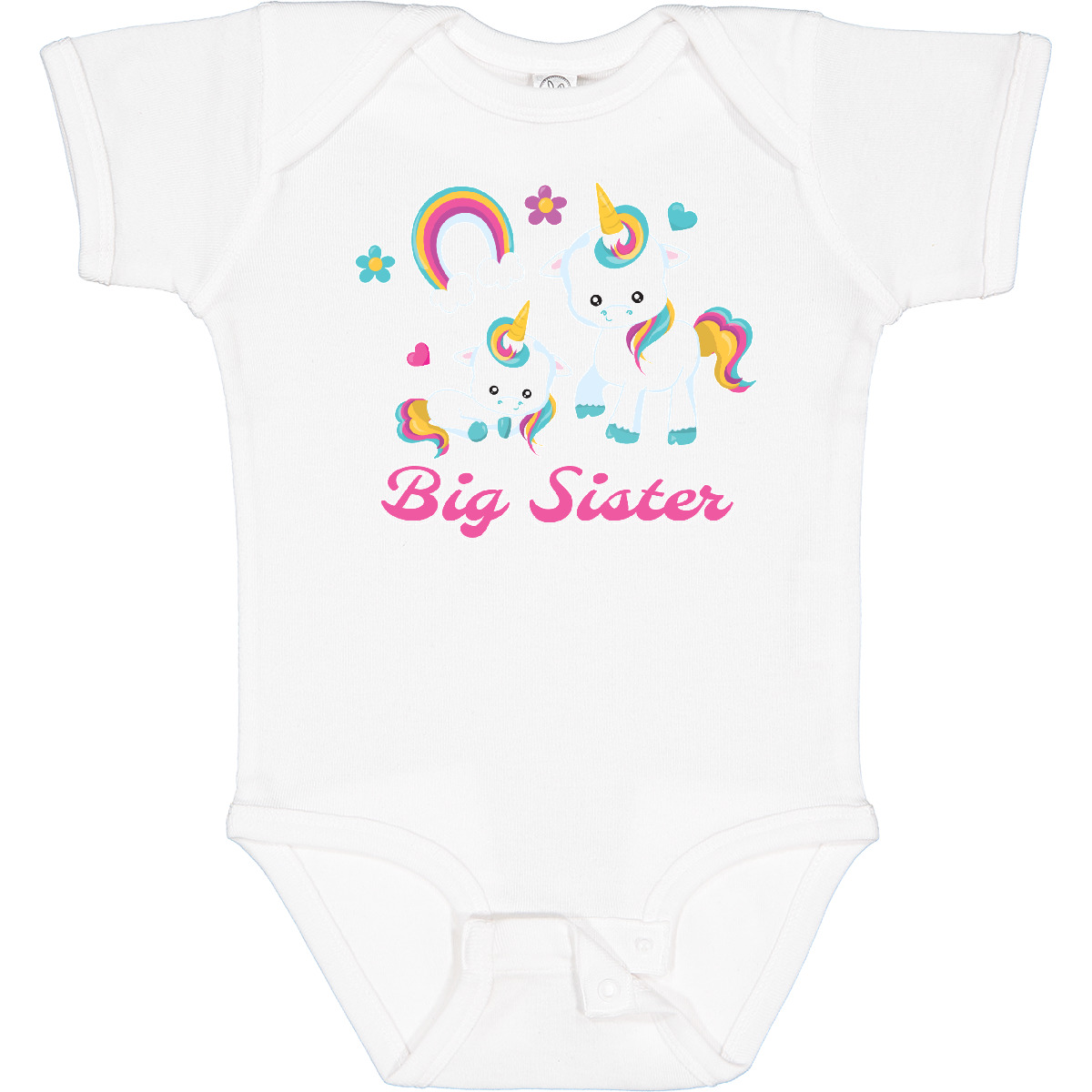 Inktastic Big Sister Baby Bodysuit Rainbows Unicorns One-piece Infant - Picture 6 of 6
