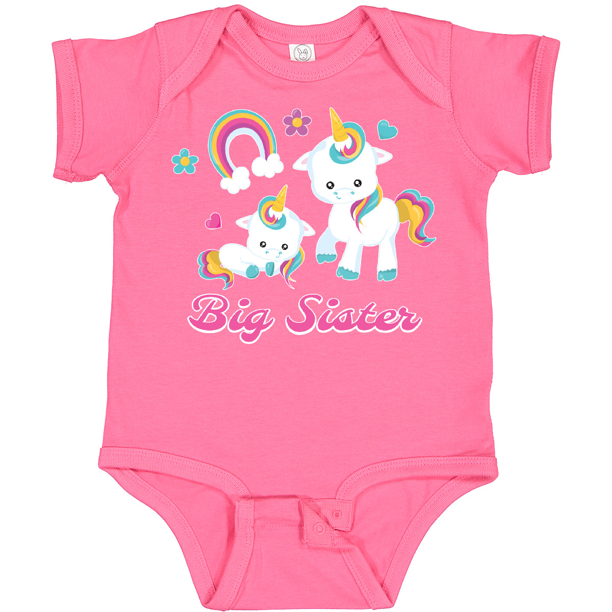 Inktastic Big Sister Baby Bodysuit Rainbows Unicorns One-piece Infant - Picture 4 of 6