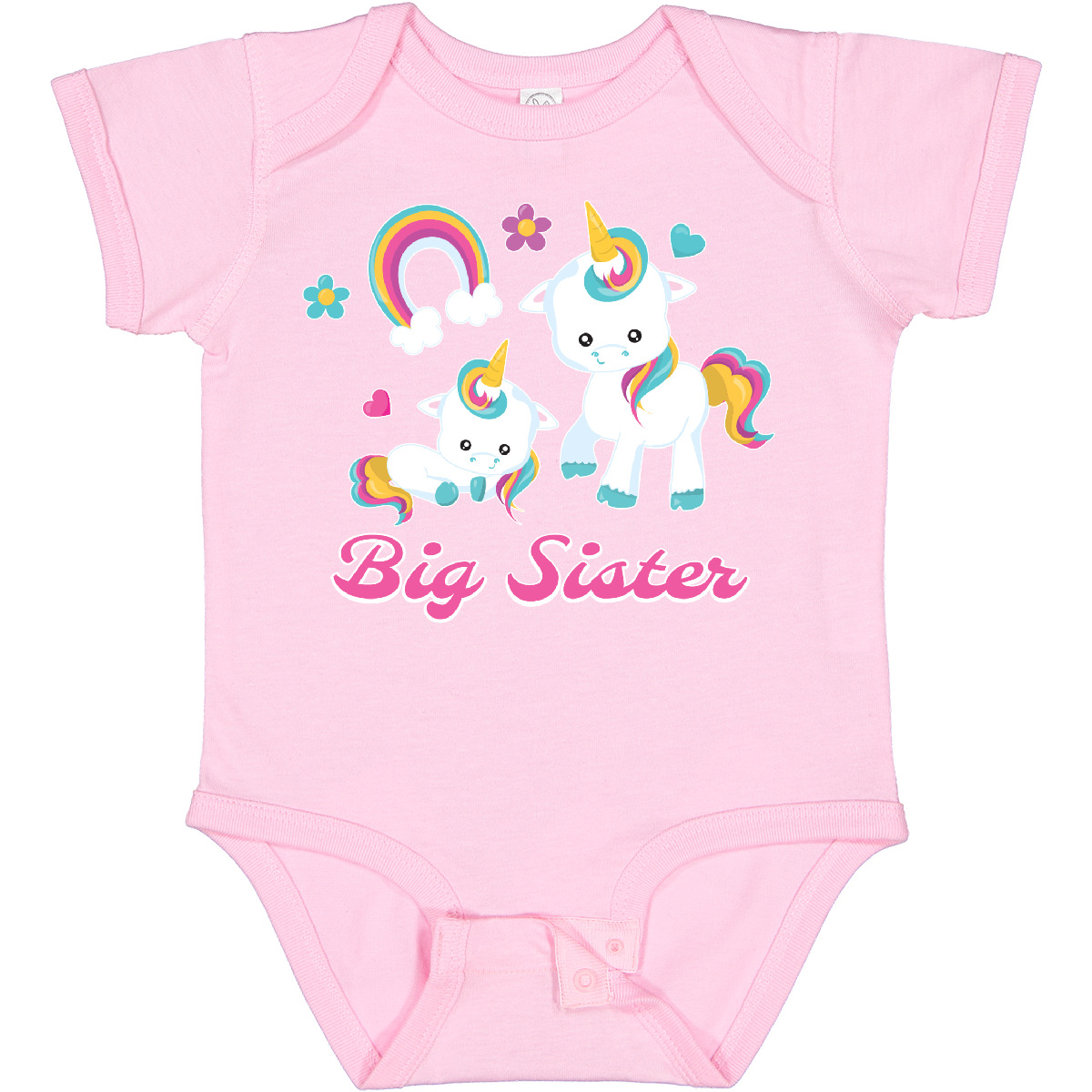 Inktastic Big Sister Baby Bodysuit Rainbows Unicorns One-piece Infant - Picture 5 of 6