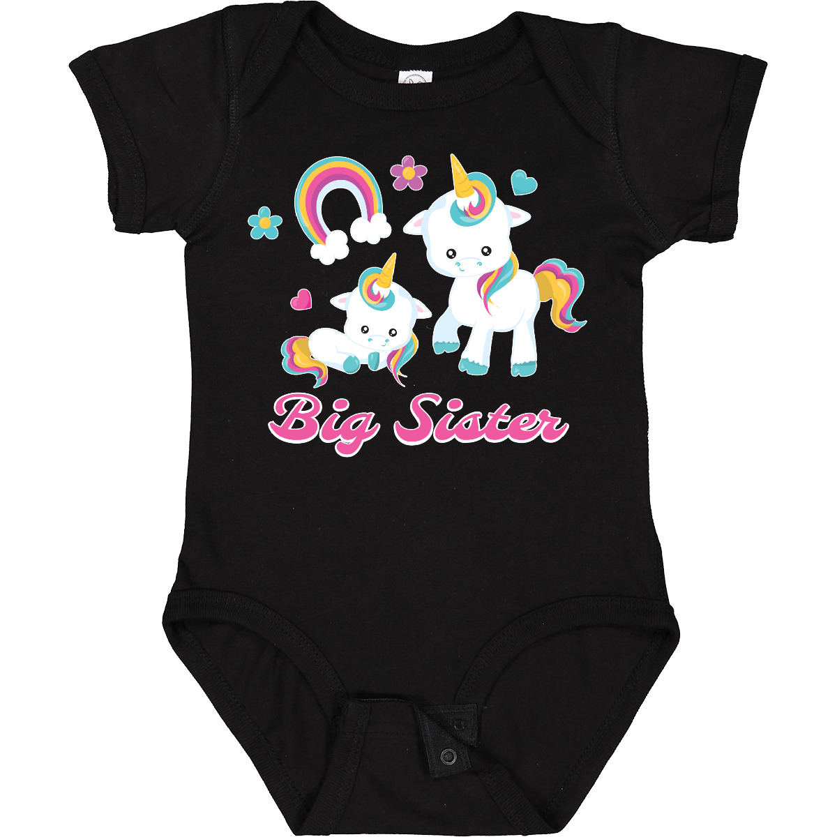 Inktastic Big Sister Baby Bodysuit Rainbows Unicorns One-piece Infant - Picture 2 of 6