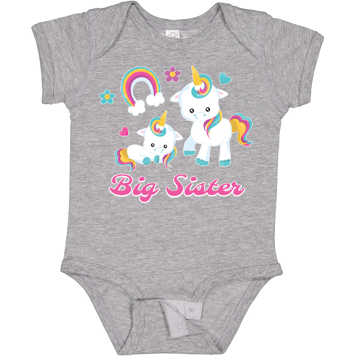 Inktastic Big Sister Baby Bodysuit Rainbows Unicorns One-piece Infant - Picture 3 of 6