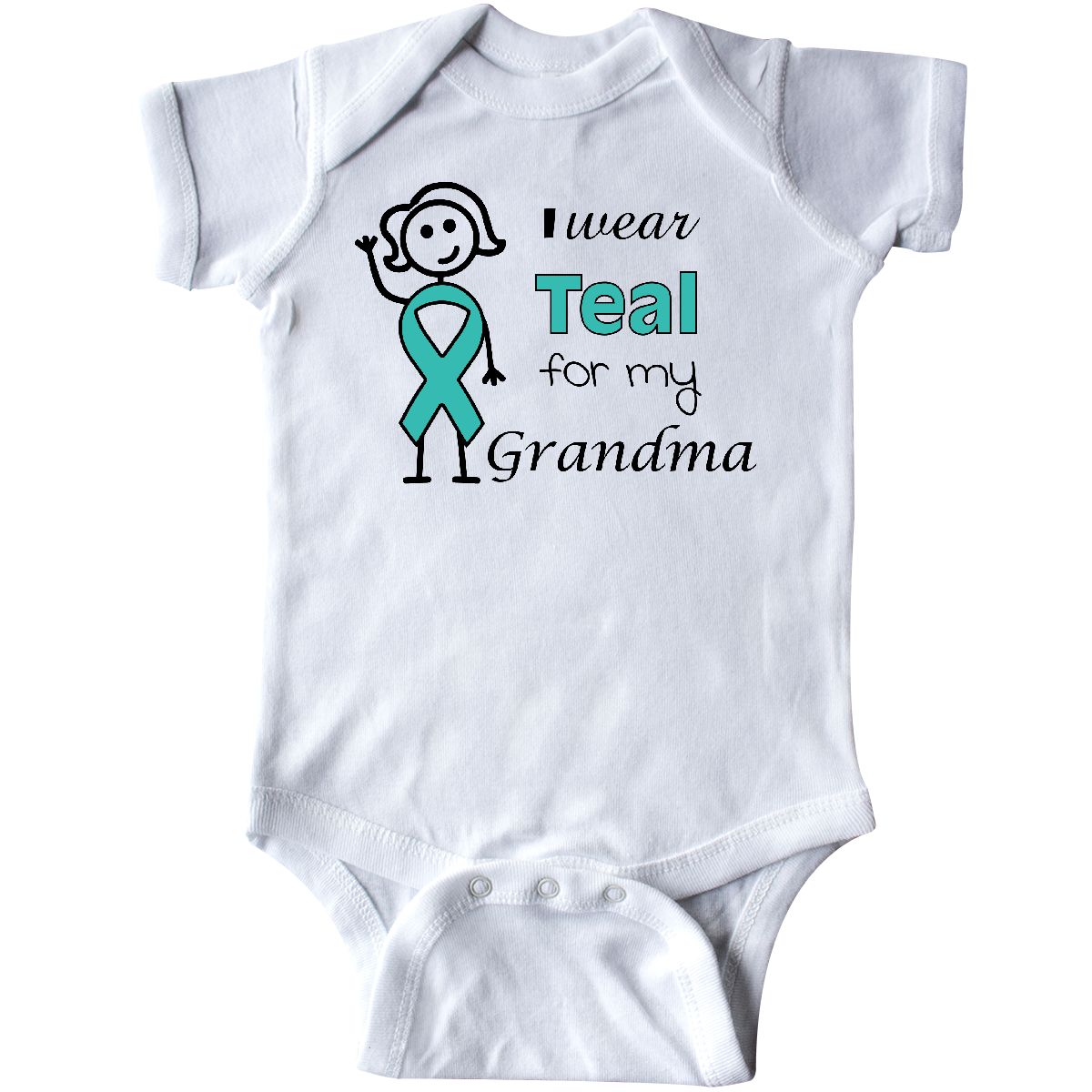 inktastic I Wear Teal for My Mom with Teal Ribbon Long Sleeve Creeper