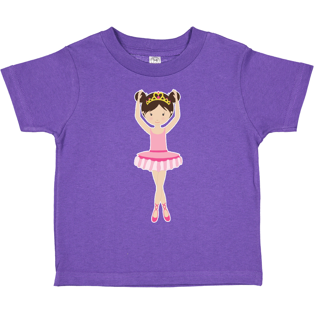 Inktastic Ballerina With Two Buns Toddler T-Shirt Hair Bun Brunette Brown Crown - Picture 12 of 15