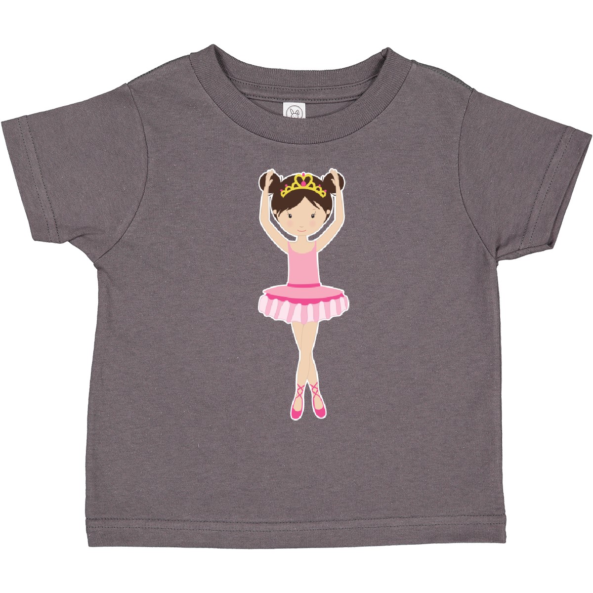 Inktastic Ballerina With Two Buns Toddler T-Shirt Hair Bun Brunette Brown Crown - Picture 4 of 15