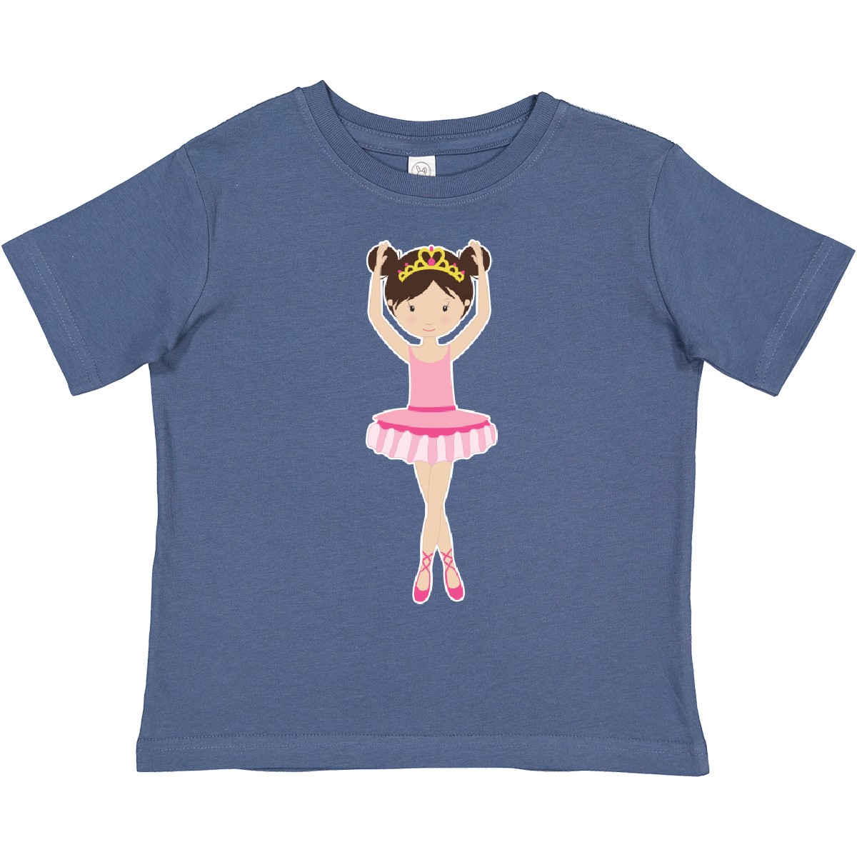 Inktastic Ballerina With Two Buns Toddler T-Shirt Hair Bun Brunette Brown Crown - Picture 7 of 15