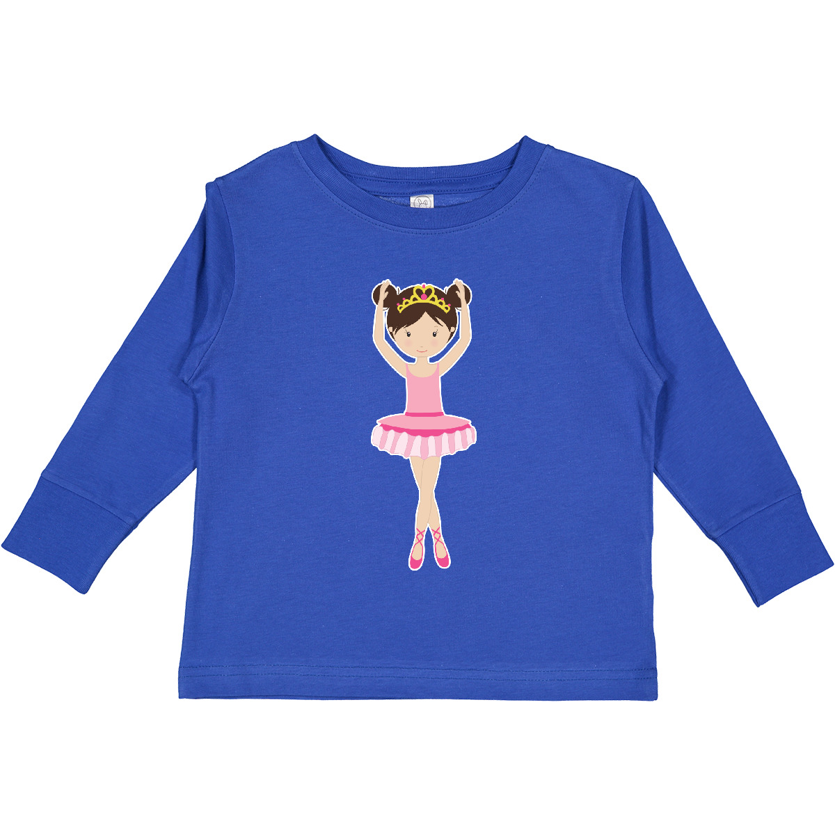 Inktastic Ballerina With Two Buns Toddler Long Sleeve T-Shirt Hair Bun Brunette - Picture 4 of 4