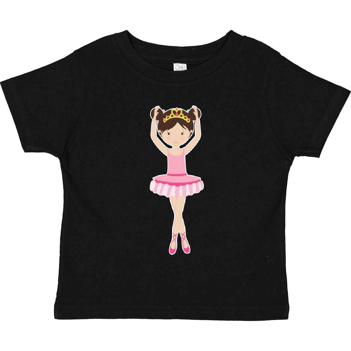 Inktastic Ballerina With Two Buns Toddler T-Shirt Hair Bun Brunette Brown Crown - Picture 3 of 15