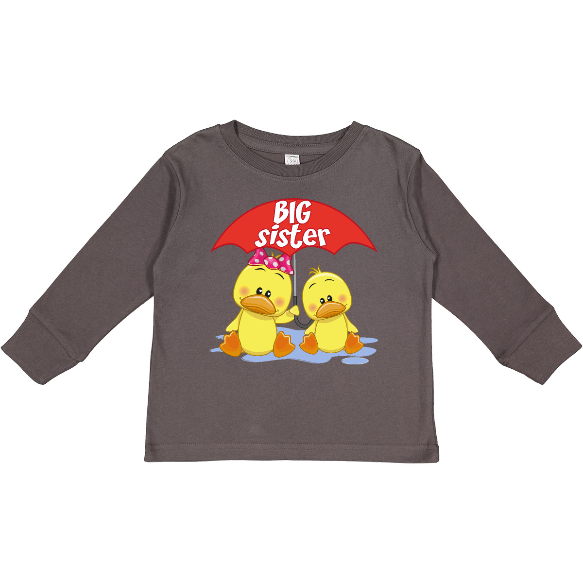 Inktastic Big Sister Duck Toddler Long Sleeve T-Shirt Duckling Cute Light Dark - Picture 3 of 6