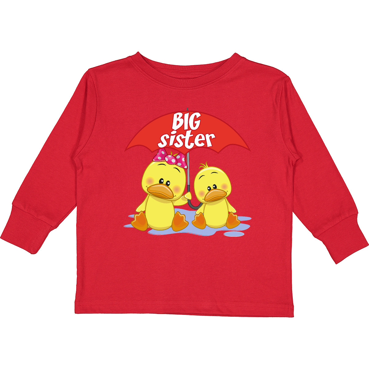 Inktastic Big Sister Duck Toddler Long Sleeve T-Shirt Duckling Cute Light Dark - Picture 5 of 6