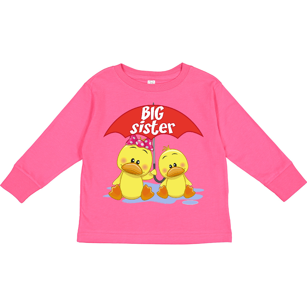 Inktastic Big Sister Duck Toddler Long Sleeve T-Shirt Duckling Cute Light Dark - Picture 4 of 6