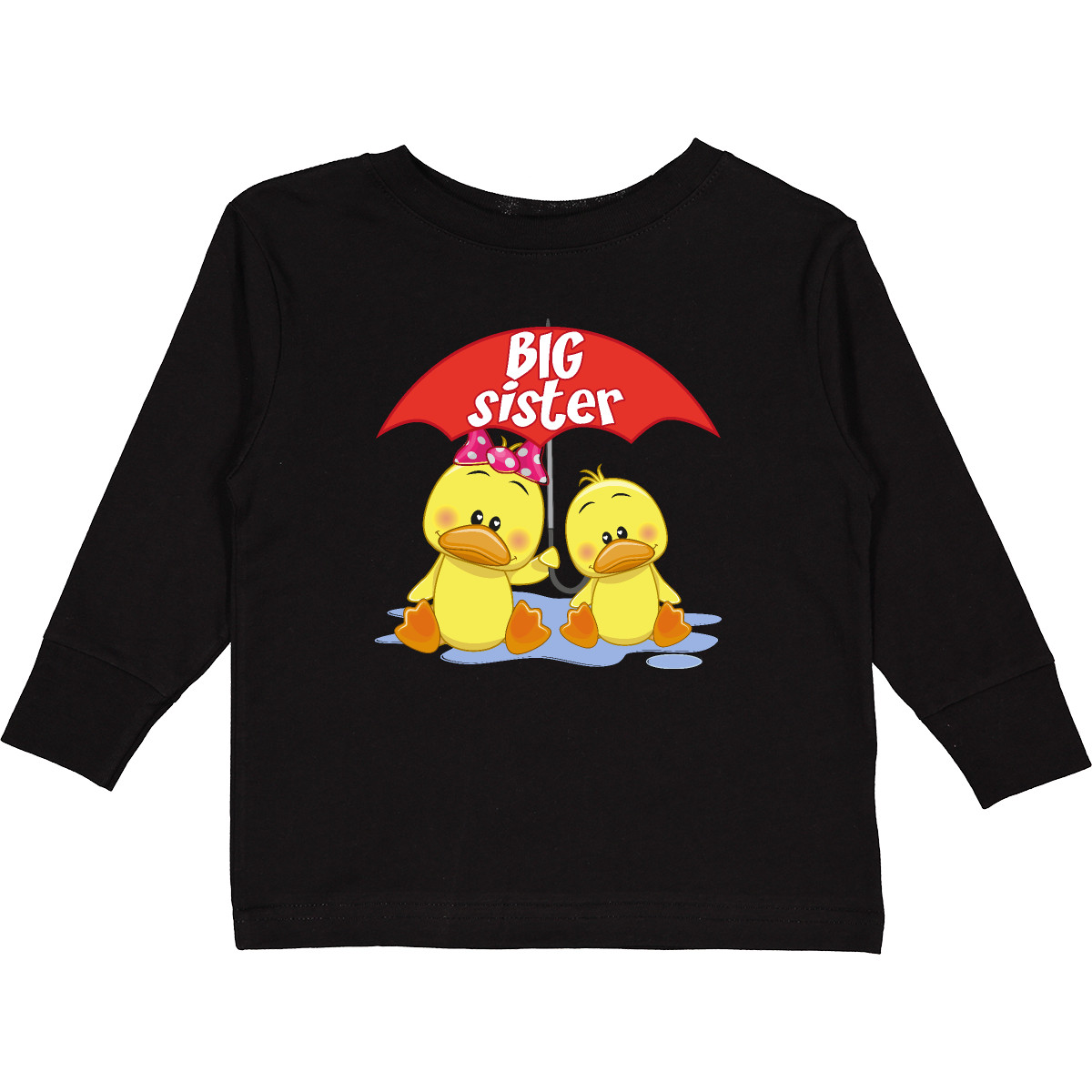 Inktastic Big Sister Duck Toddler Long Sleeve T-Shirt Duckling Cute Light Dark - Picture 2 of 6