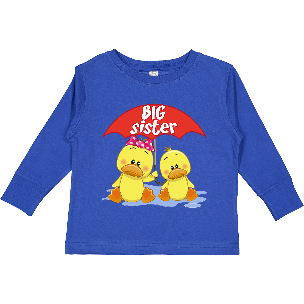 Inktastic Big Sister Duck Toddler Long Sleeve T-Shirt Duckling Cute Light Dark - Picture 6 of 6