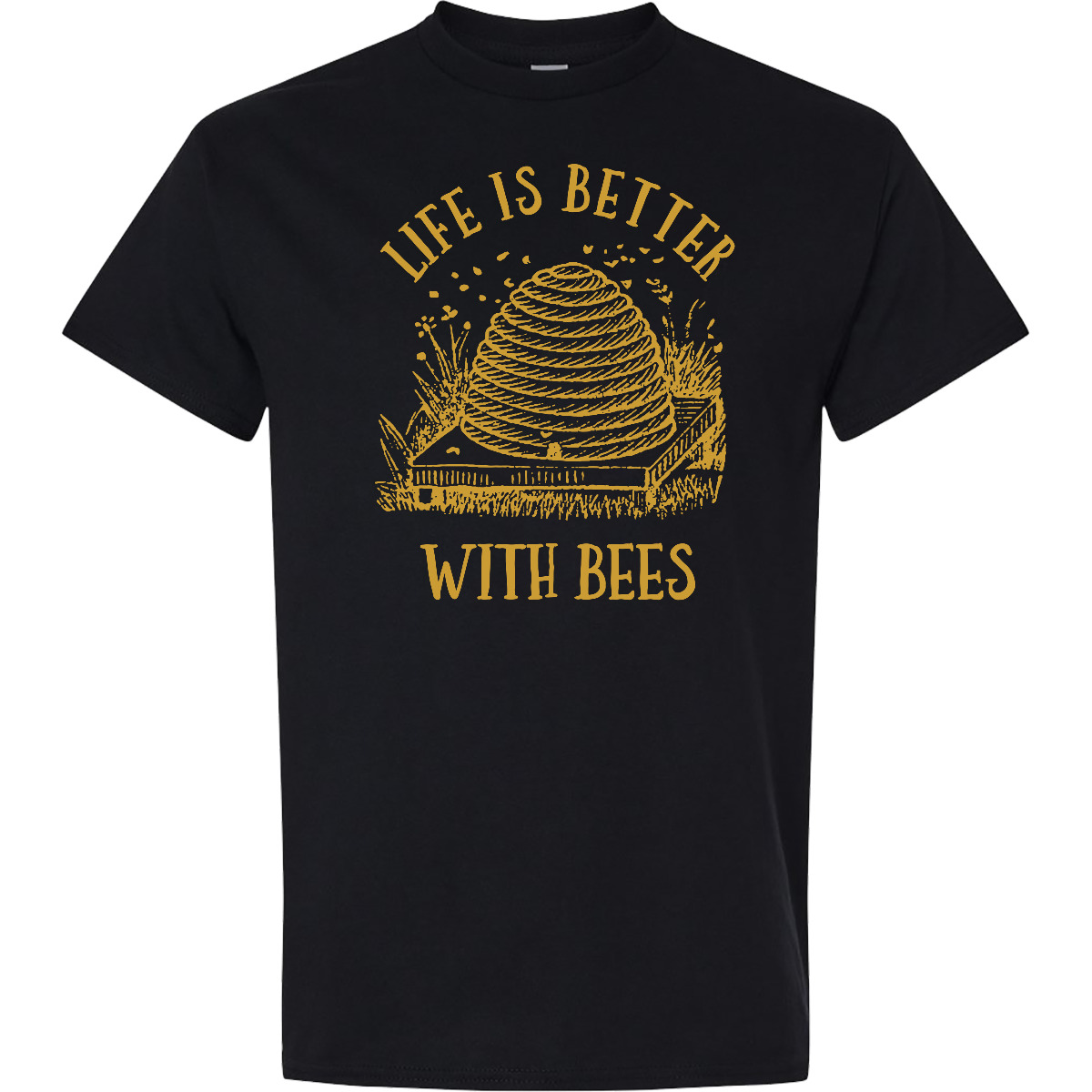 Inktastic Life’s Better With Bees T-Shirt Beekeeper Honey Pollen Art Cute Line
