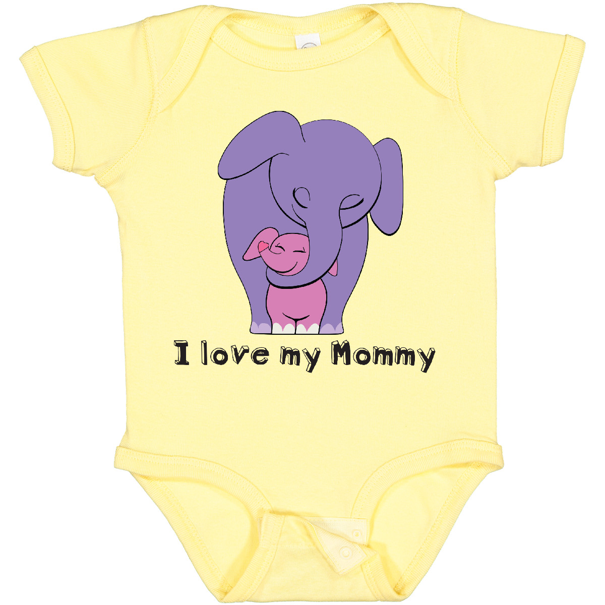 Inktastic I Love My Mommy Elephant Purple Pink Baby Bodysuit Mom Daughter Calf - Picture 2 of 8
