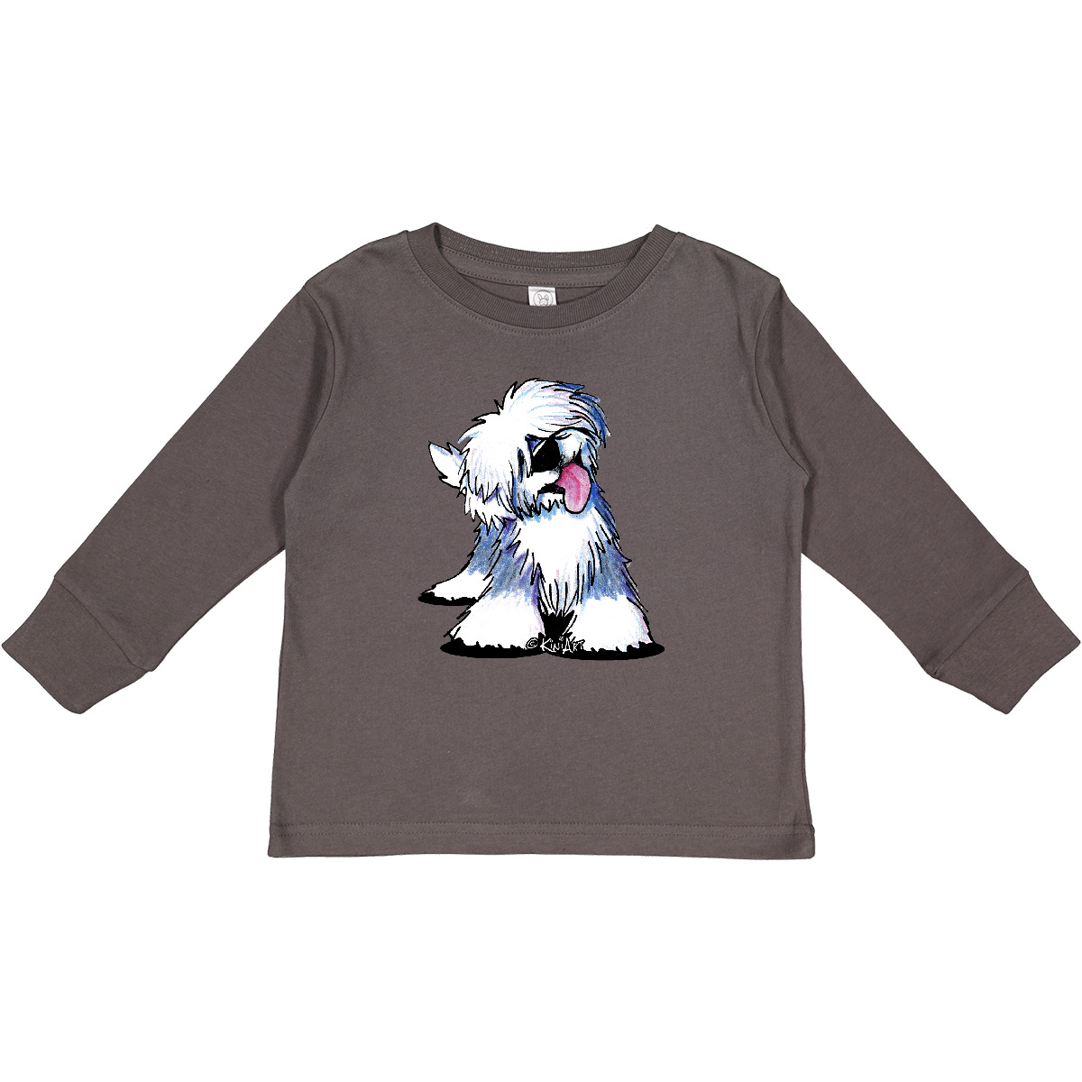 Inktastic Old English Sheepdog Toddler Long Sleeve T-Shirt - KiniArt Oes Dog Kim - Picture 3 of 6