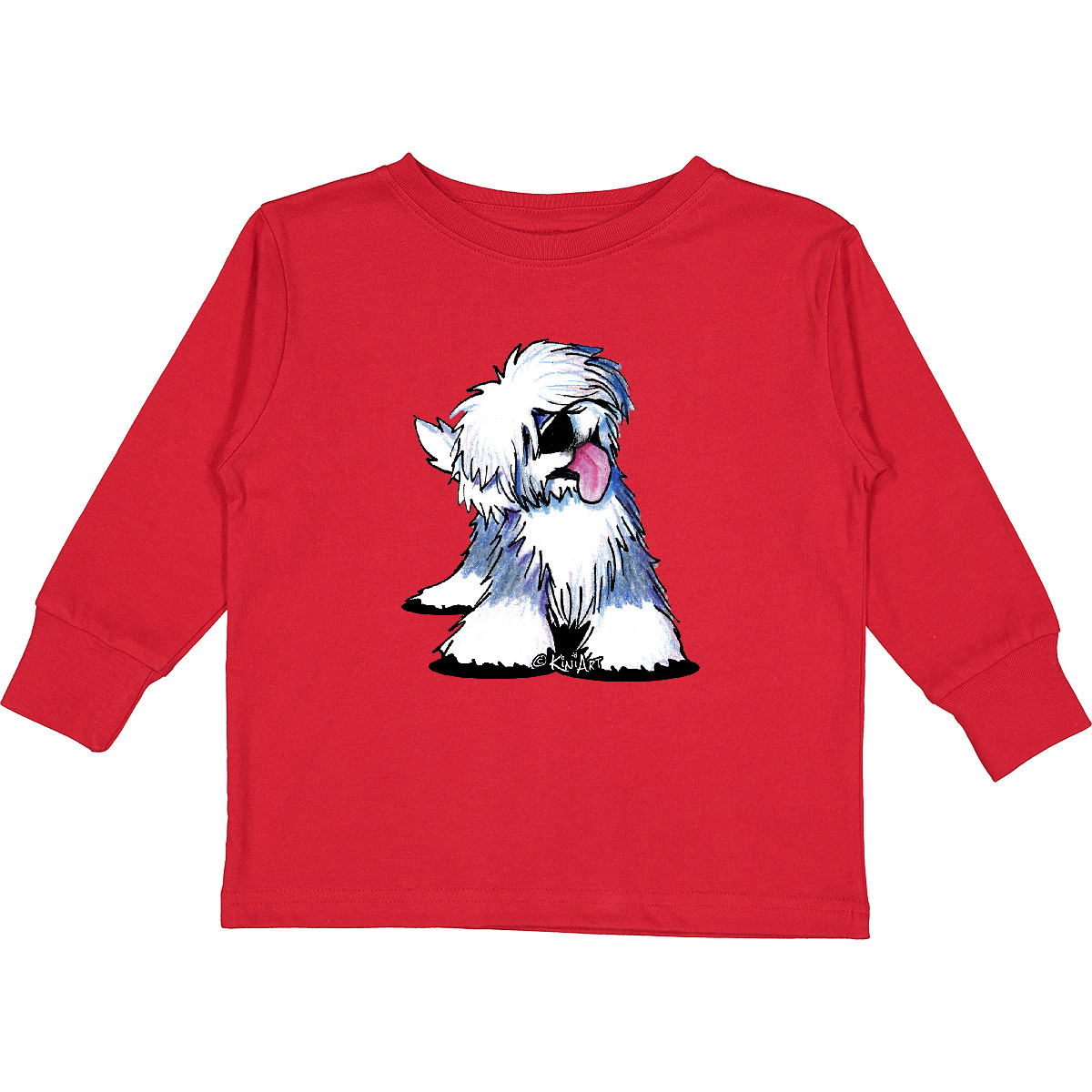 Inktastic Old English Sheepdog Toddler Long Sleeve T-Shirt - KiniArt Oes Dog Kim - Picture 5 of 6