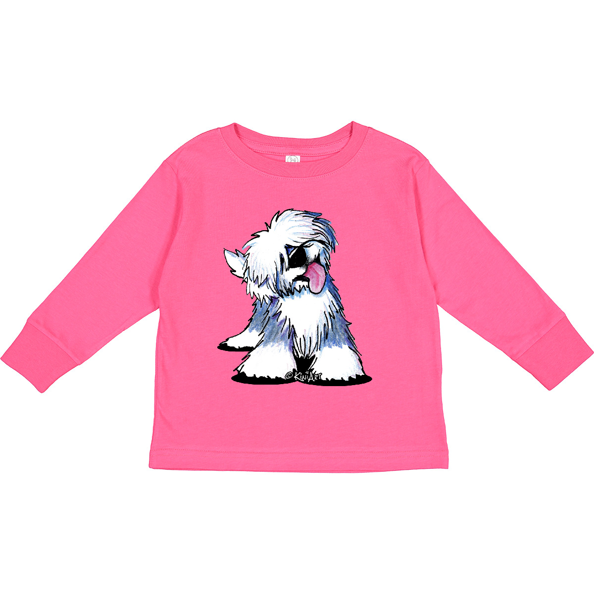Inktastic Old English Sheepdog Toddler Long Sleeve T-Shirt - KiniArt Oes Dog Kim - Picture 4 of 6