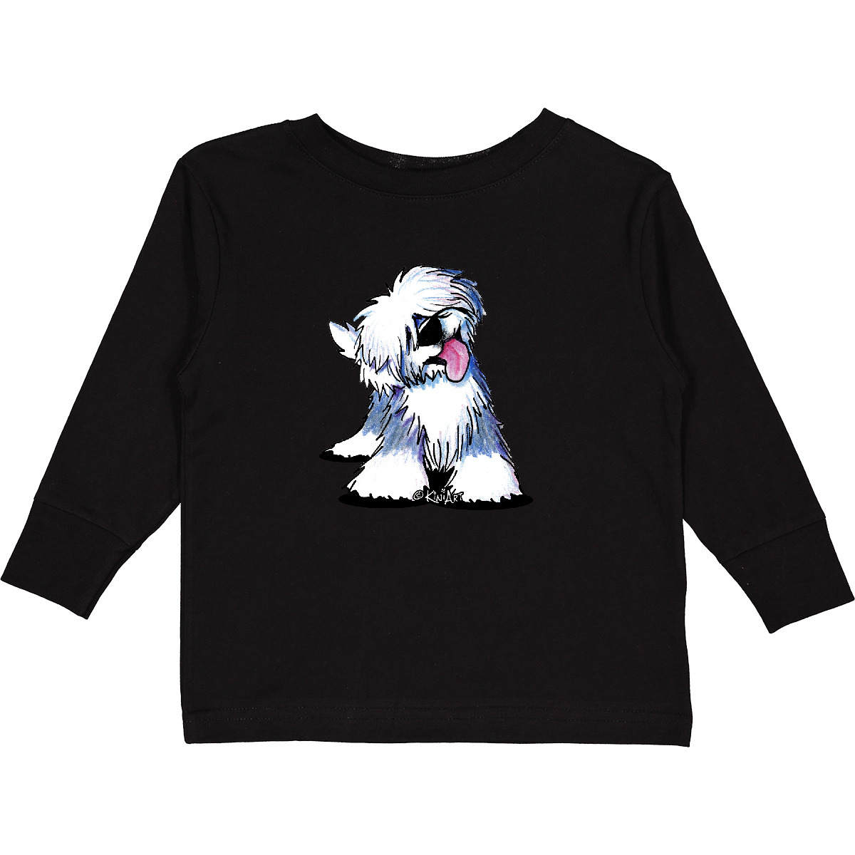 Inktastic Old English Sheepdog Toddler Long Sleeve T-Shirt - KiniArt Oes Dog Kim - Picture 2 of 6