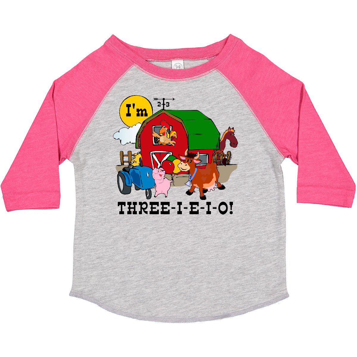 Inktastic THREE-I-E-I-O Toddler T-Shirt Barn Cow Pig Horse Eieio Tractor Cute - Picture 6 of 18