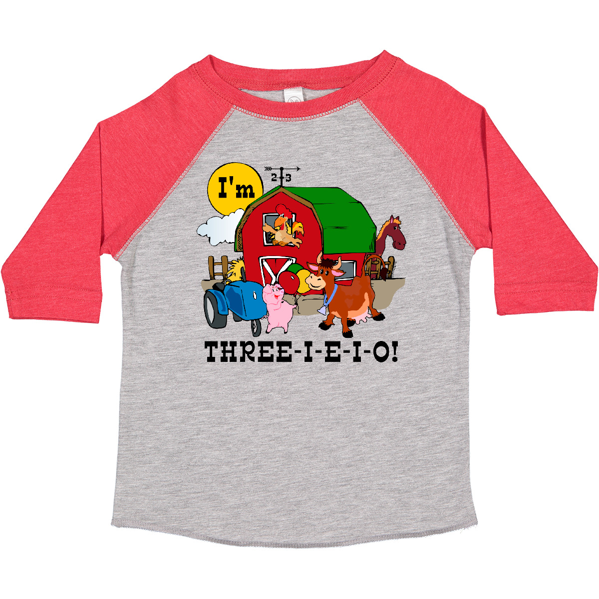 Inktastic THREE-I-E-I-O Toddler T-Shirt Barn Cow Pig Horse Eieio Tractor Cute - Picture 7 of 18
