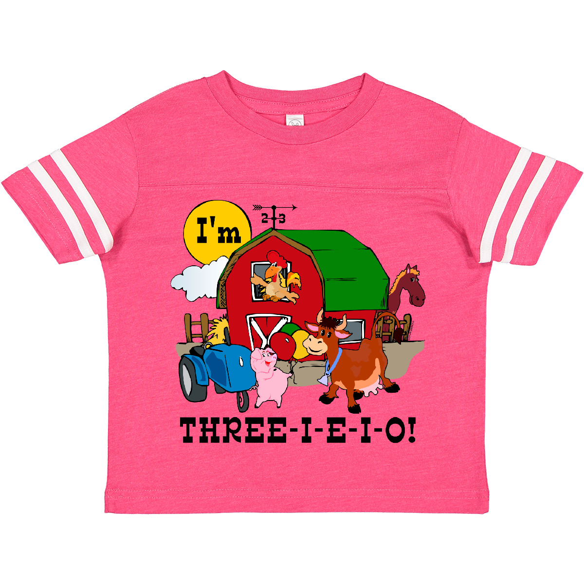 Inktastic THREE-I-E-I-O Toddler T-Shirt Barn Cow Pig Horse Eieio Tractor Cute - Picture 4 of 18
