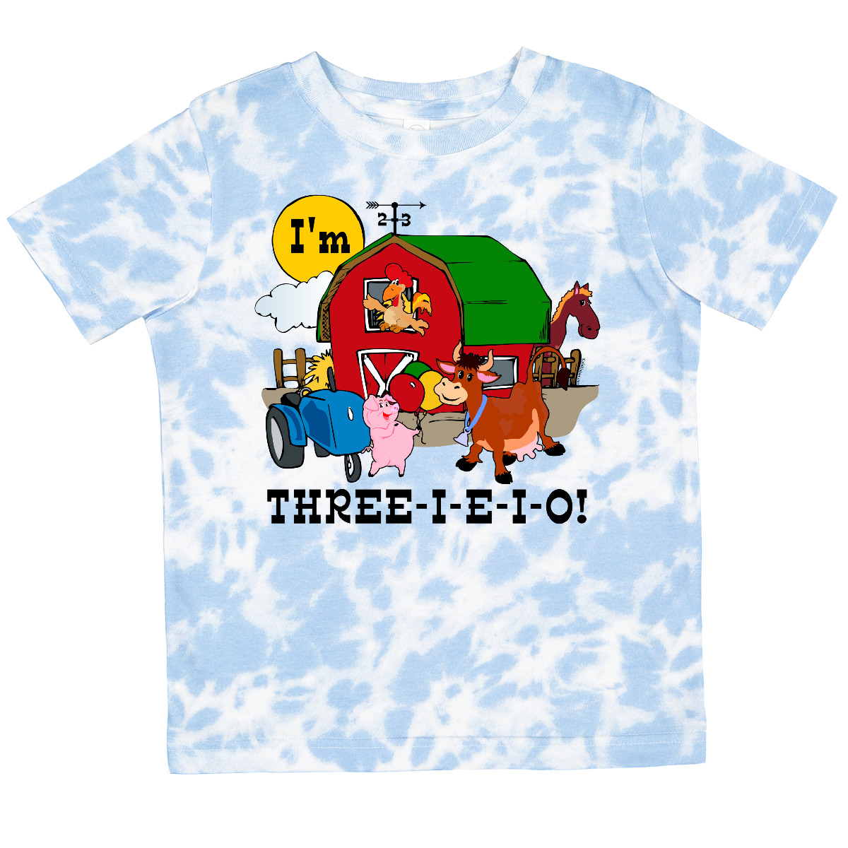 Inktastic THREE-I-E-I-O Toddler T-Shirt Barn Cow Pig Horse Eieio Tractor Cute - Picture 16 of 18