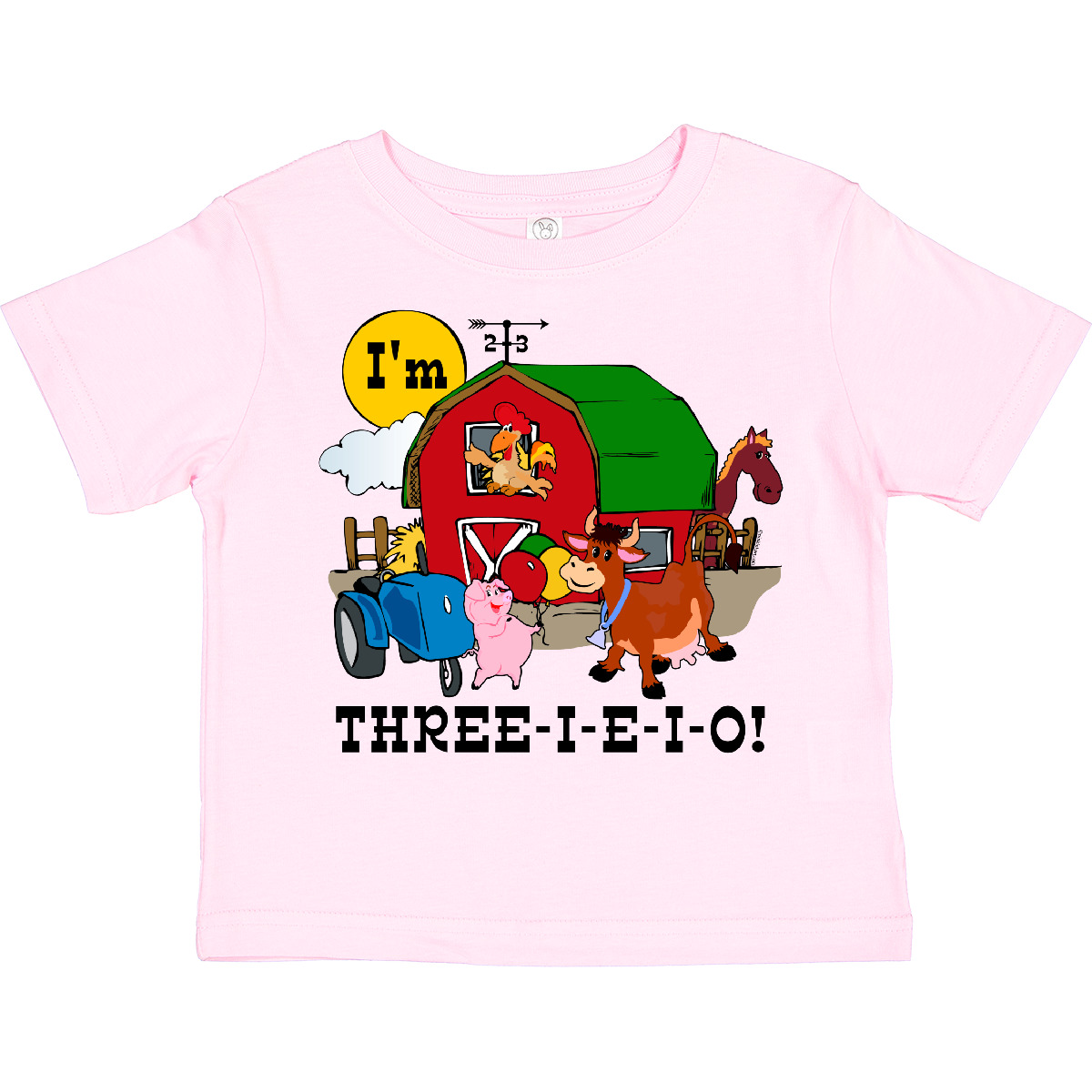 Inktastic THREE-I-E-I-O Toddler T-Shirt Barn Cow Pig Horse Eieio Tractor Cute - Picture 13 of 18