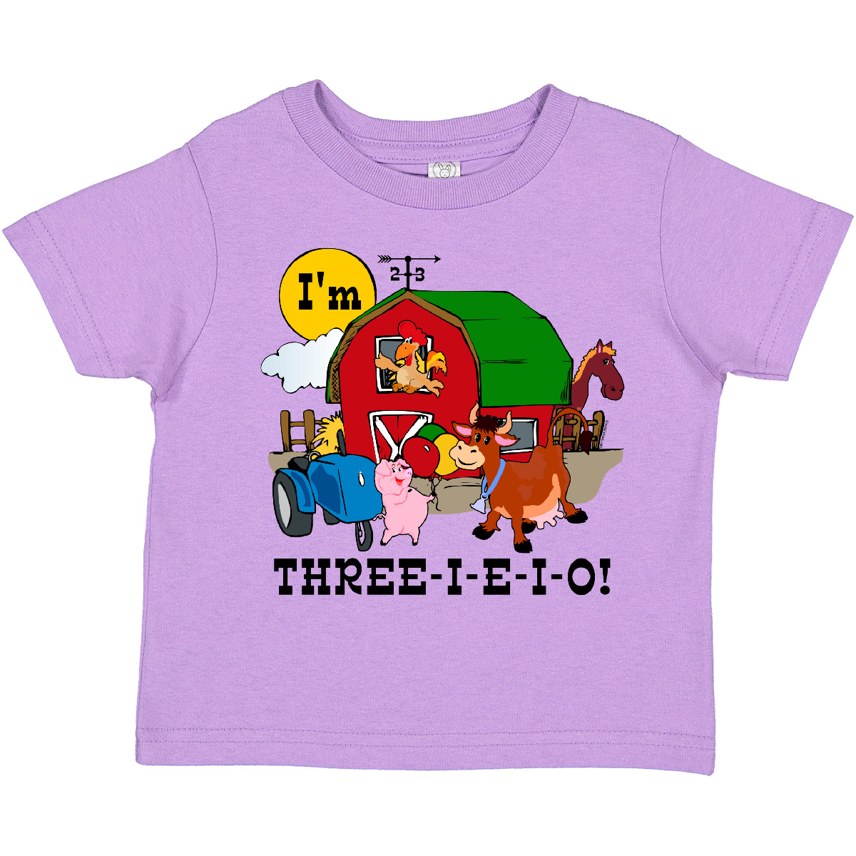 Inktastic THREE-I-E-I-O Toddler T-Shirt Barn Cow Pig Horse Eieio Tractor Cute - Picture 10 of 18