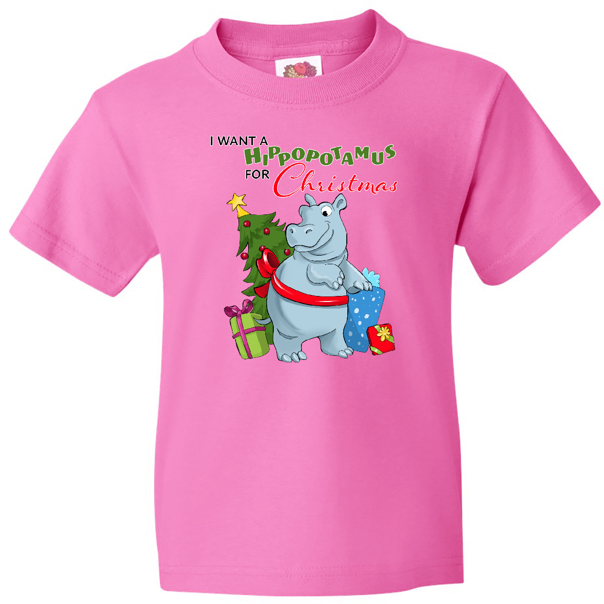 Inktastic I Want A Hippopotamus For Christmas Youth T-Shirt Cute Animals Cuddly - Picture 2 of 9