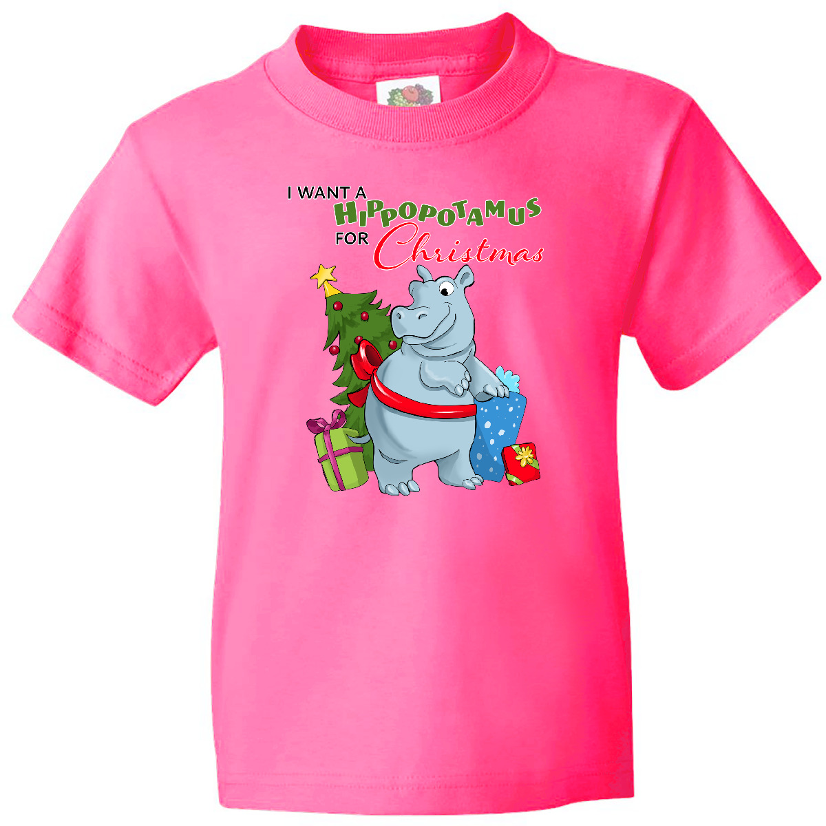Inktastic I Want A Hippopotamus For Christmas Youth T-Shirt Cute Animals Cuddly - Picture 5 of 9