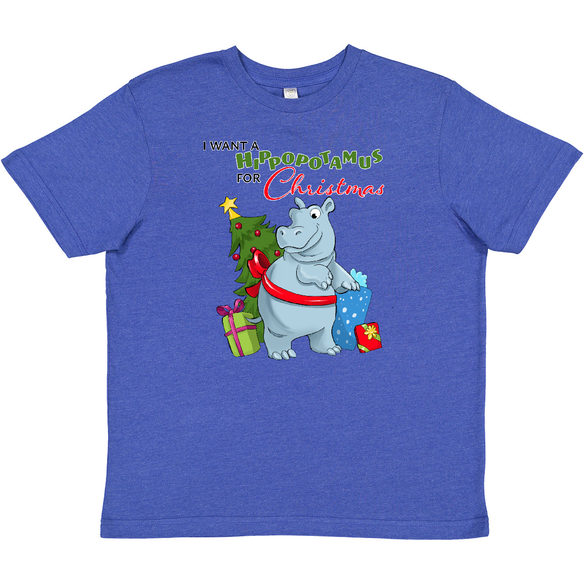 Inktastic I Want A Hippopotamus For Christmas Youth T-Shirt Cute Animals Cuddly - Picture 8 of 9