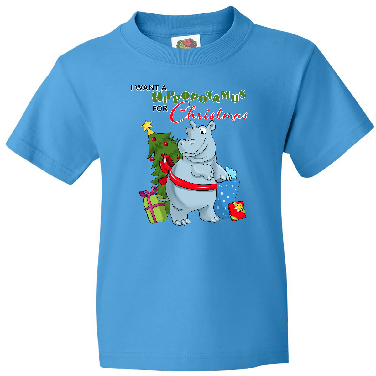 Inktastic I Want A Hippopotamus For Christmas Youth T-Shirt Cute Animals Cuddly - Picture 6 of 9