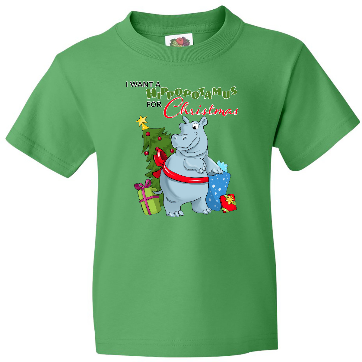 Inktastic I Want A Hippopotamus For Christmas Youth T-Shirt Cute Animals Cuddly - Picture 4 of 9