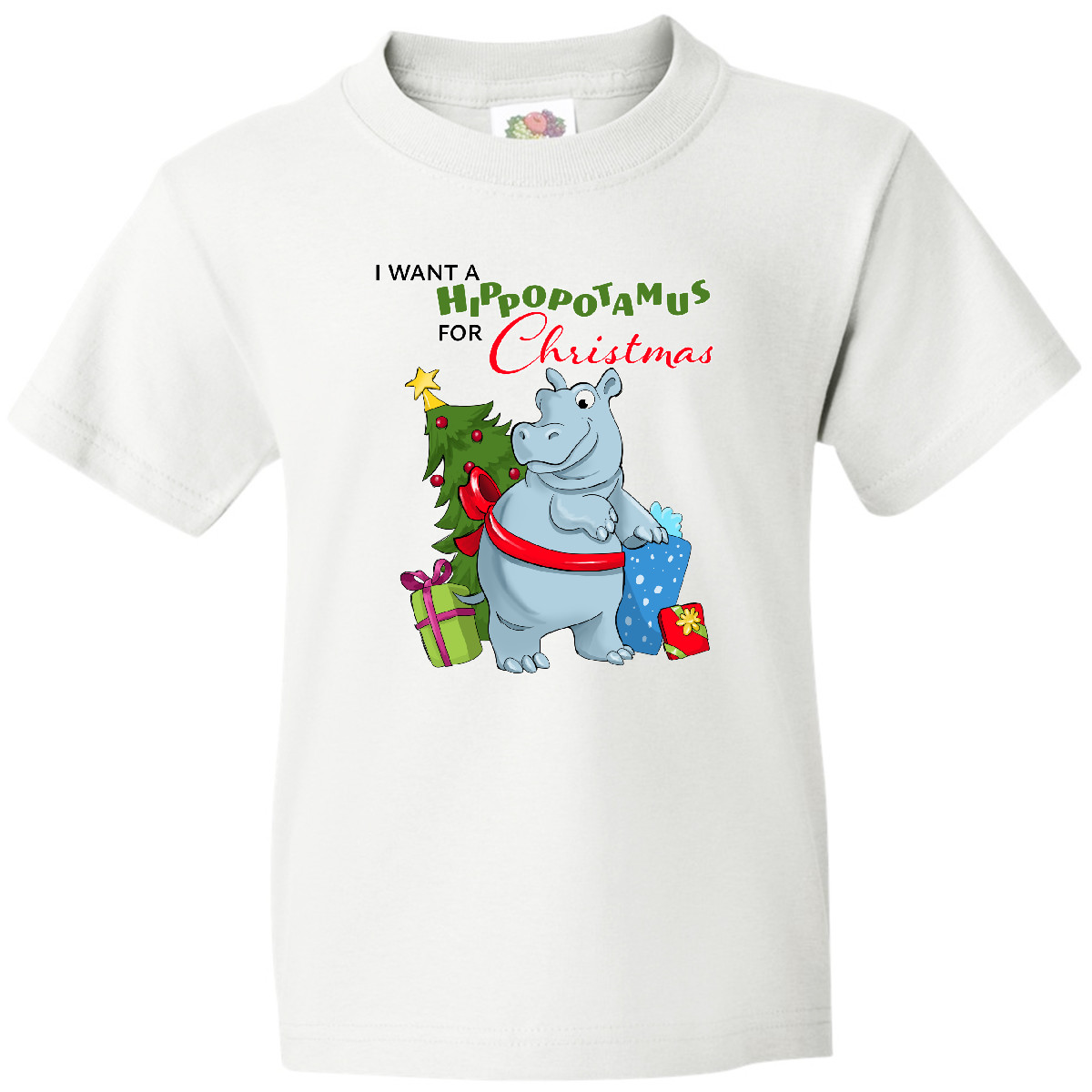 Inktastic I Want A Hippopotamus For Christmas Youth T-Shirt Cute Animals Cuddly - Picture 9 of 9