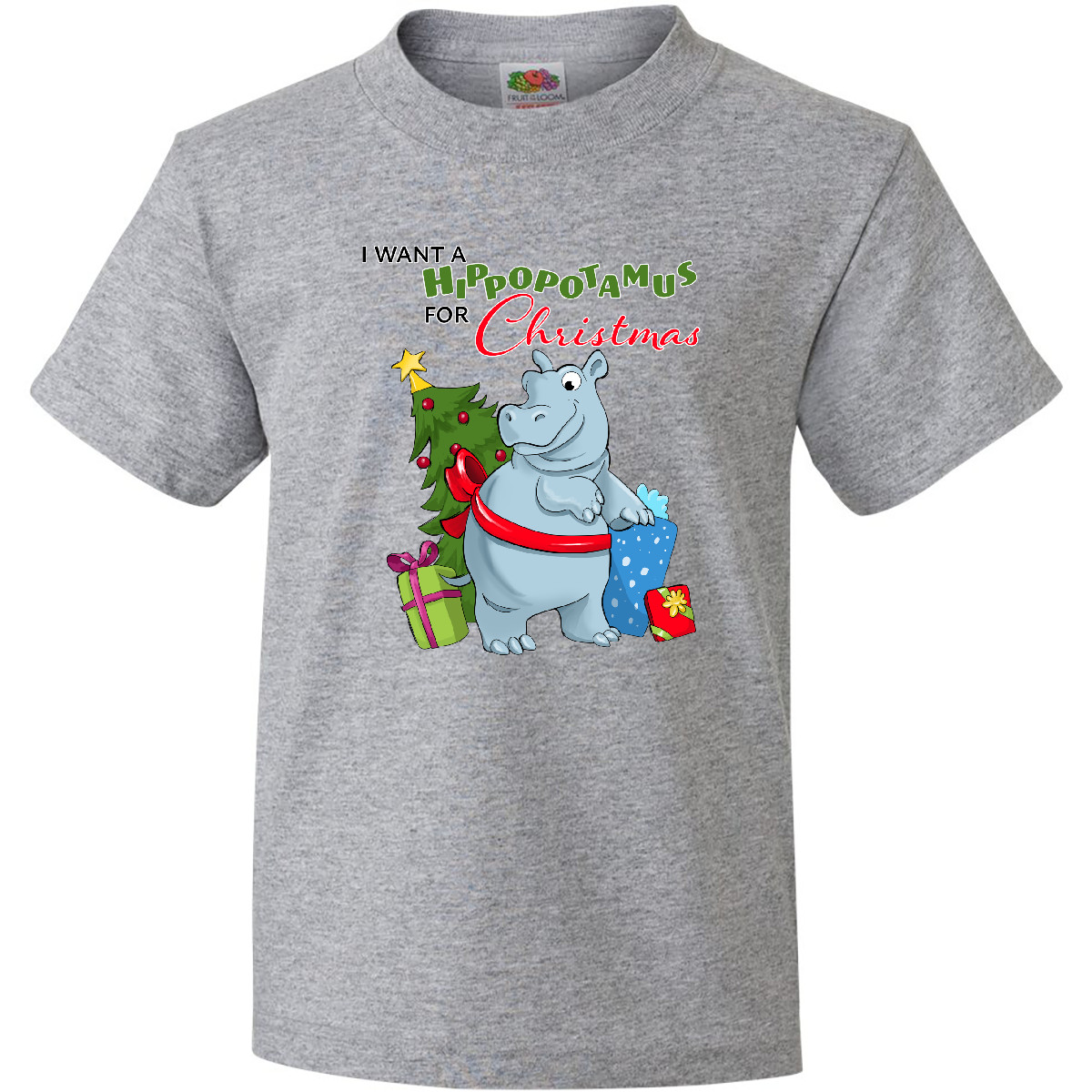 Inktastic I Want A Hippopotamus For Christmas Youth T-Shirt Cute Animals Cuddly - Picture 3 of 9