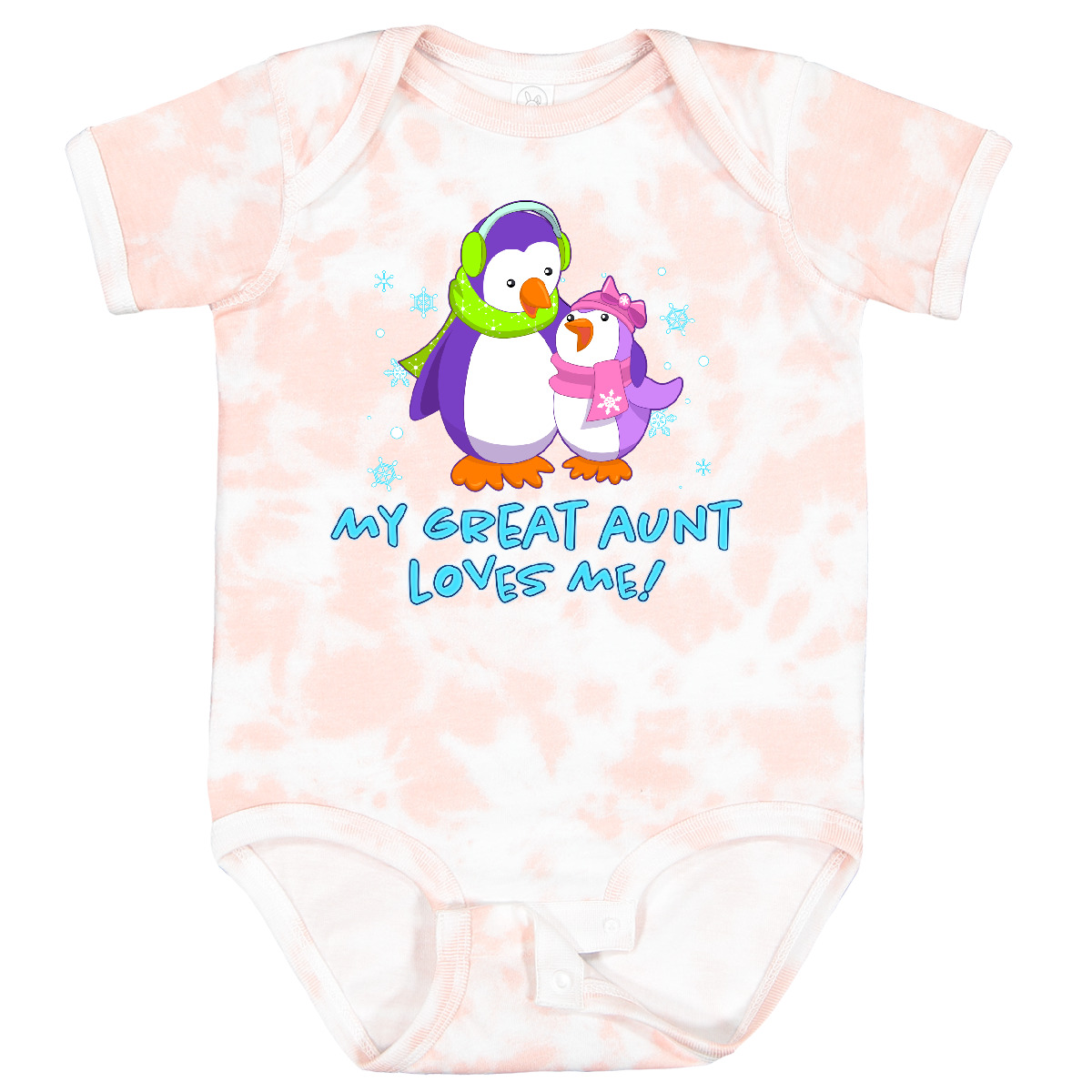 Inktastic My Great Aunt Loves Me! Cute Penguins Baby Bodysuit Family Winter Hat - Picture 7 of 9