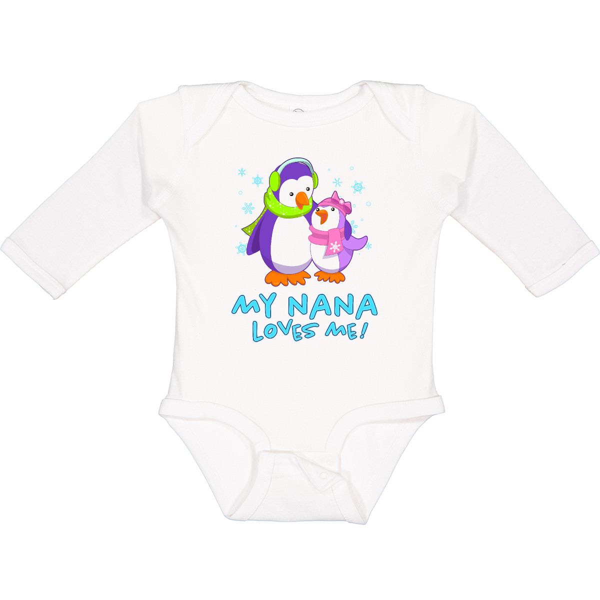 Inktastic My Nana Loves Me! Cute Penguins Long Sleeve Creeper Family Winter Hat - Bild 7 von 7