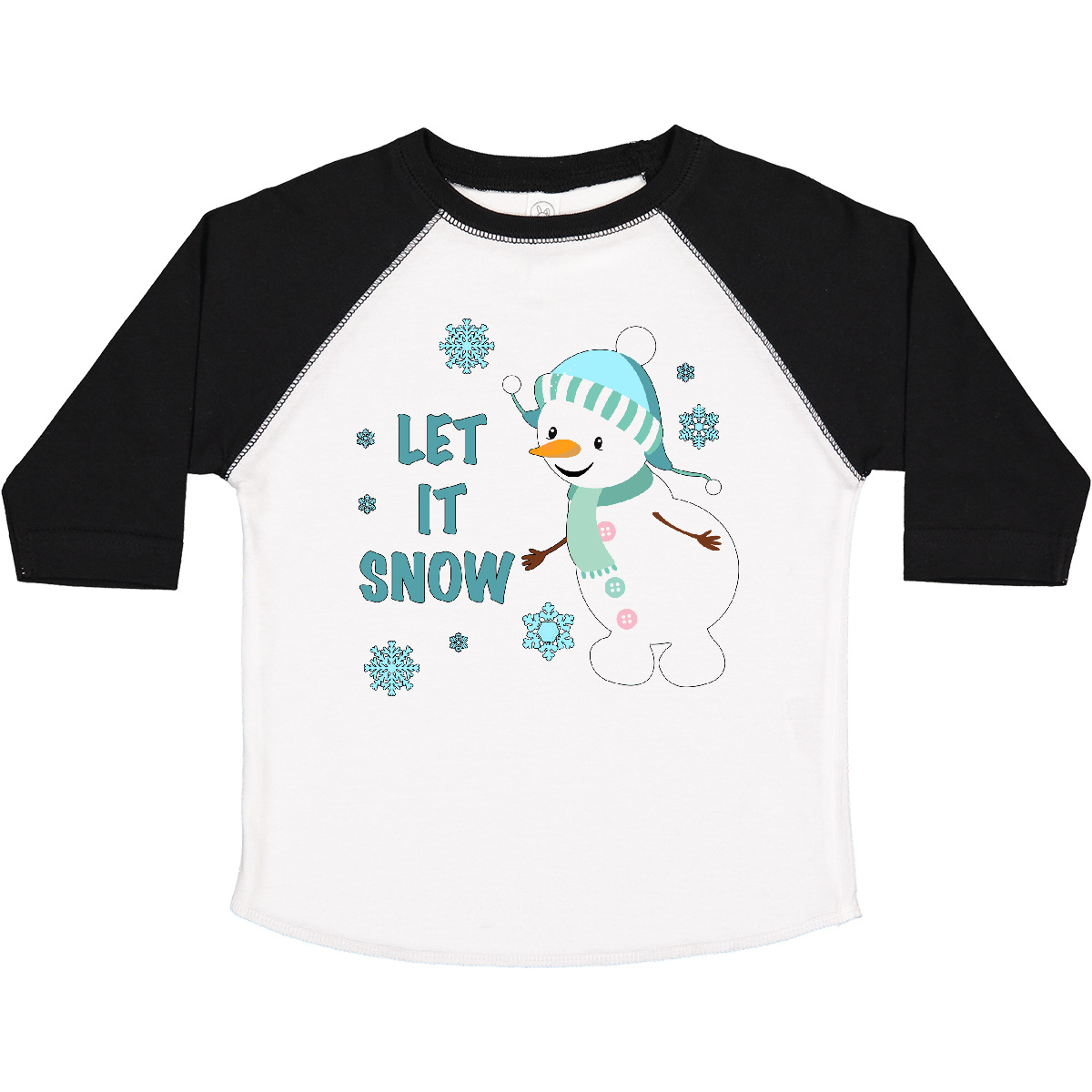Inktastic Let It Snow Snowman Toddler T-Shirt Christmas Snowflake Scarf  Cute Kid