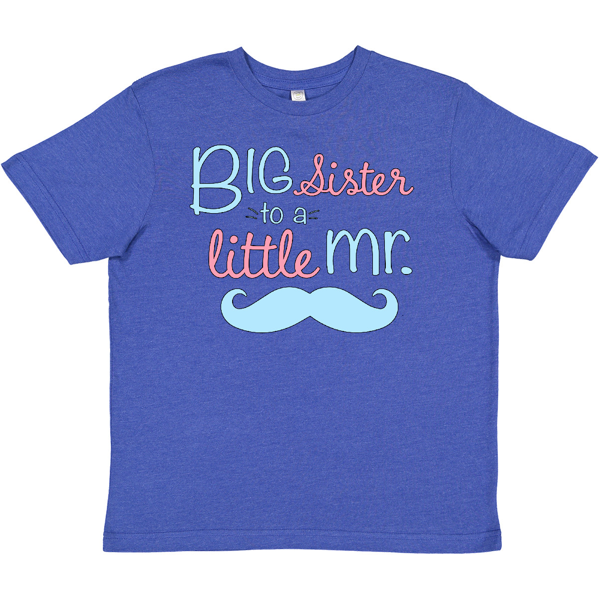 Inktastic Big Sister To A Little Mr Youth T-Shirt Children Sis Girl Mustache Tee - Picture 7 of 8