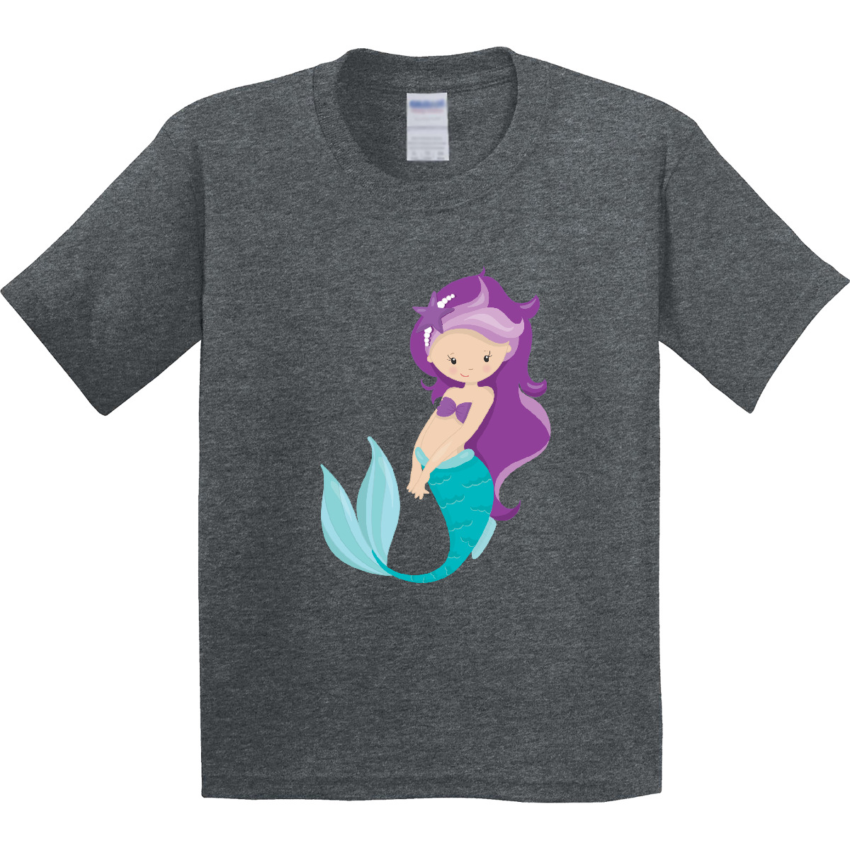 Inktastic Mermaid Youth T-Shirt Starfish Purple Hair Princess Little Tee Kids - Picture 2 of 4