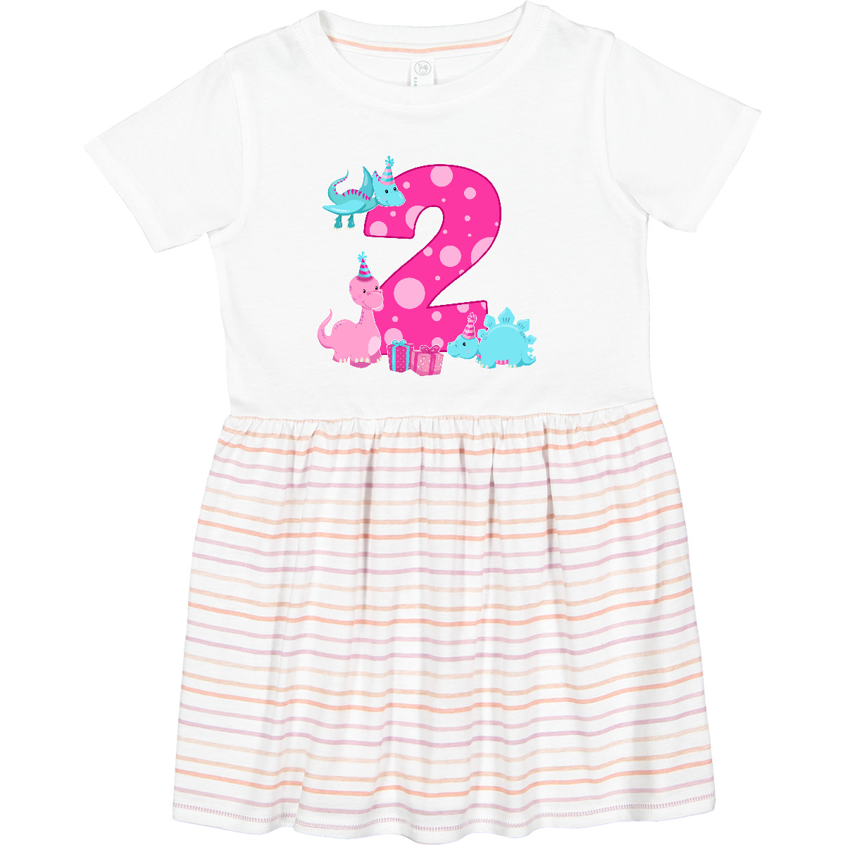 Inktastic Dinosaur Party-Second Birthday Toddler Dress Birthdays Second 2nd Girl - Bild 7 von 7