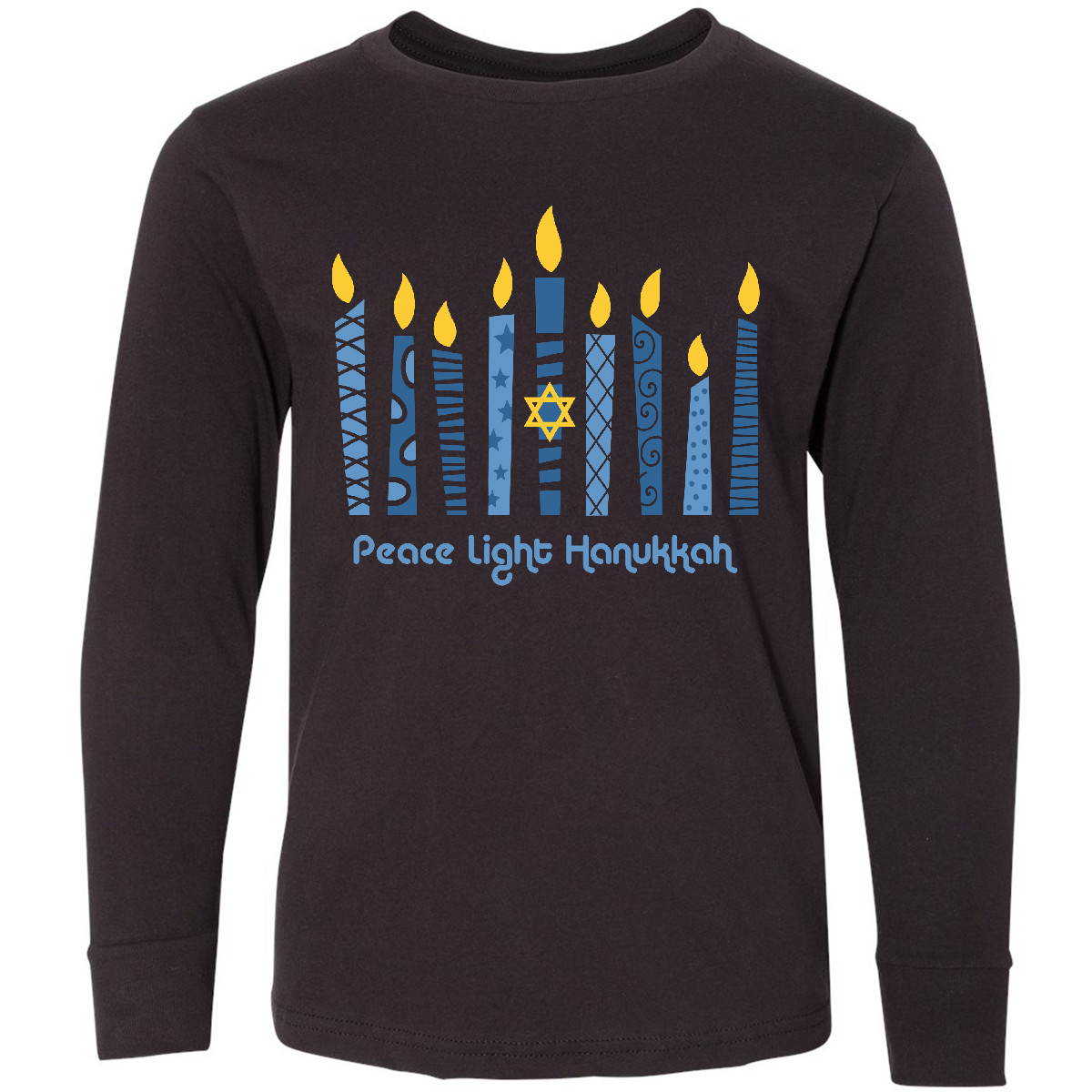 Inktastic Peace Light Hanukkah Youth Long Sleeve T-Shirt Chanukah Festival Of - Picture 2 of 3