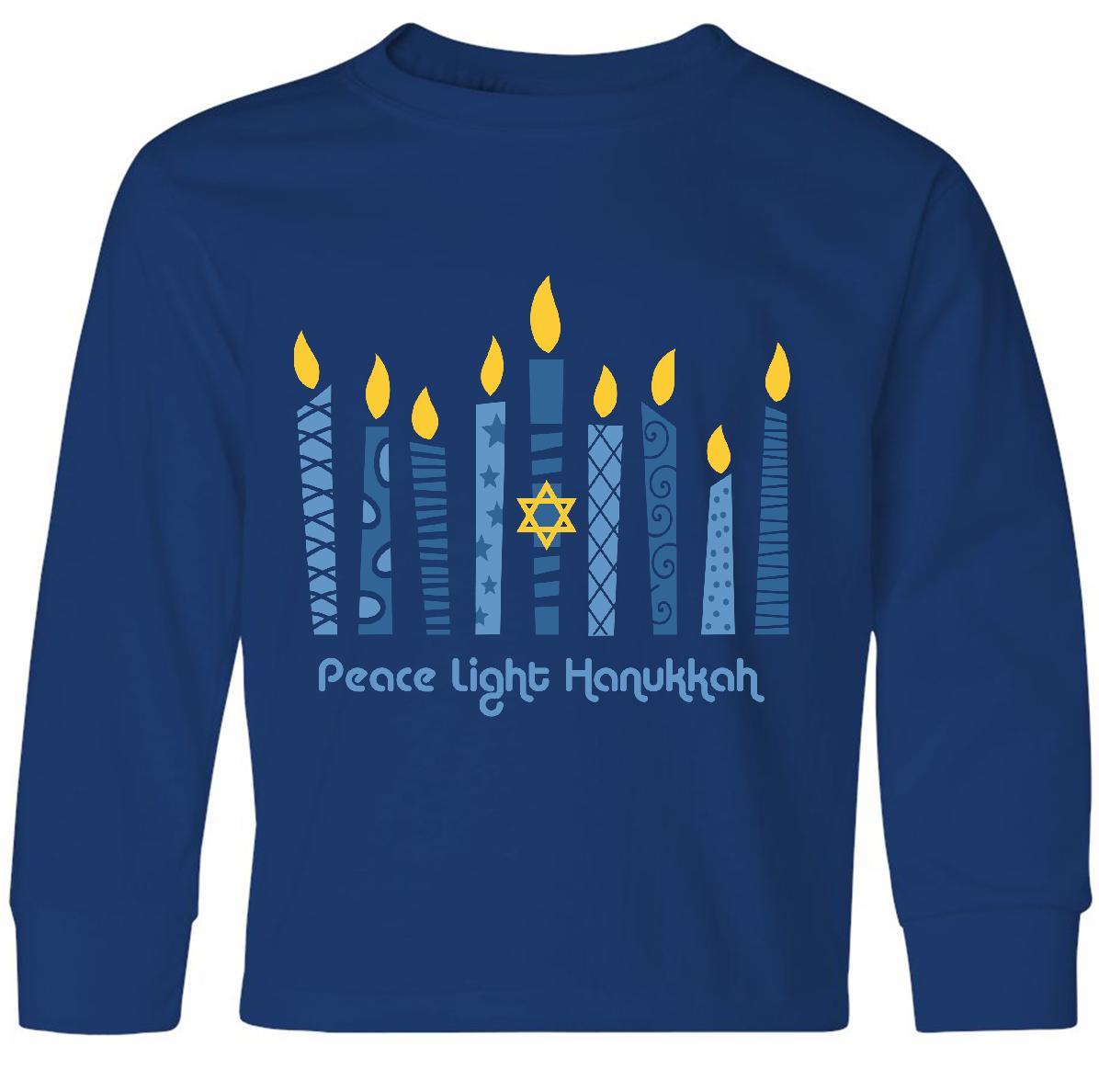 Inktastic Peace Light Hanukkah Youth Long Sleeve T-Shirt Chanukah Festival Of - Picture 3 of 3