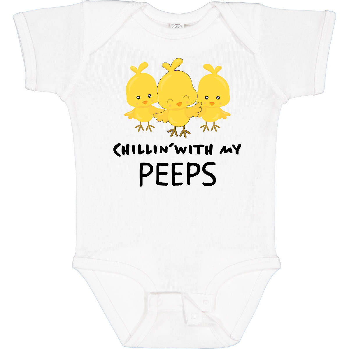 Inktastic Chillin' With My Peeps Baby Bodysuit Easter Kids Chicks Cute Pun Funny