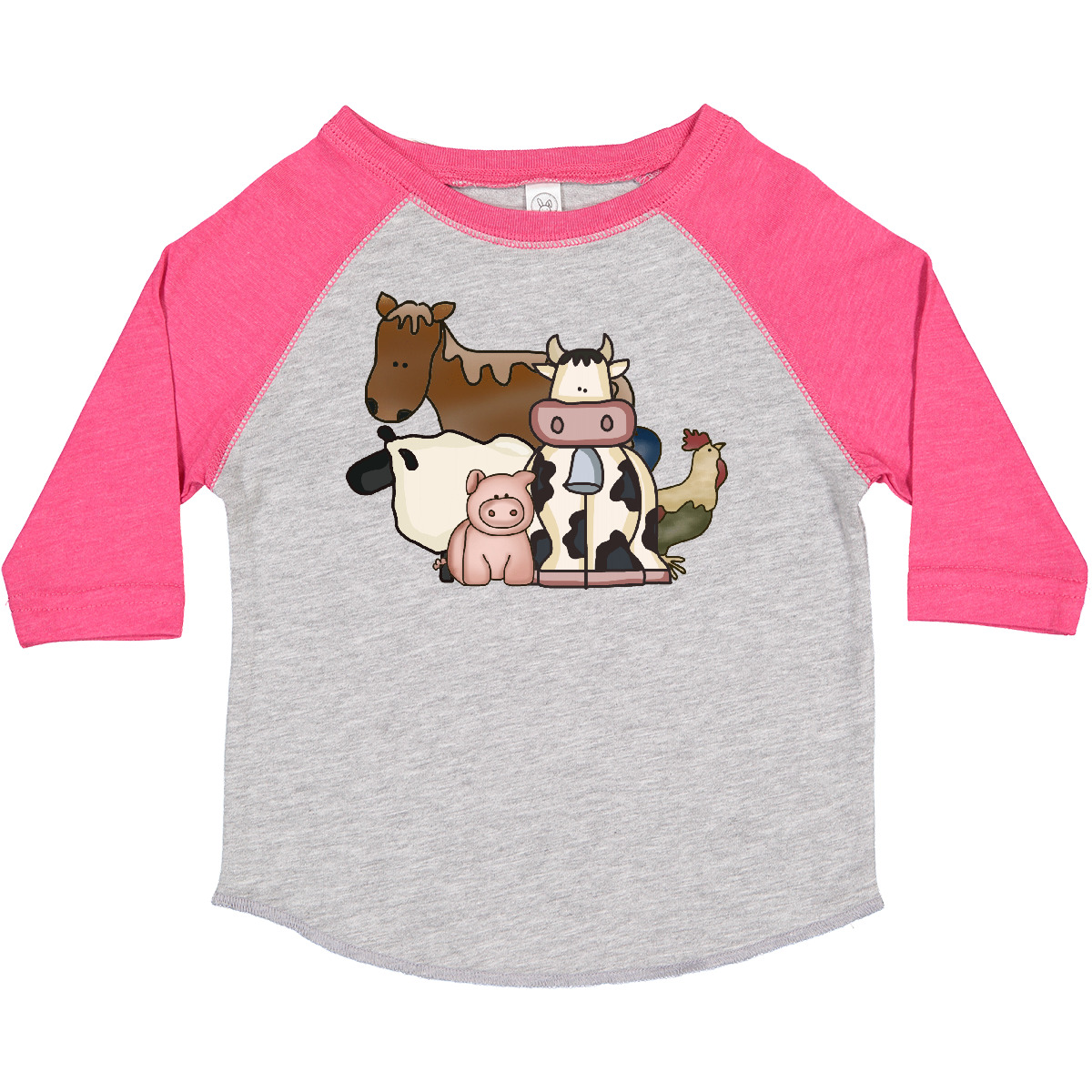 Inktastic Cute Horse, Sheep, Cow, Pig, And Rooster Farm Animals Toddler T-Shirt - Picture 5 of 13