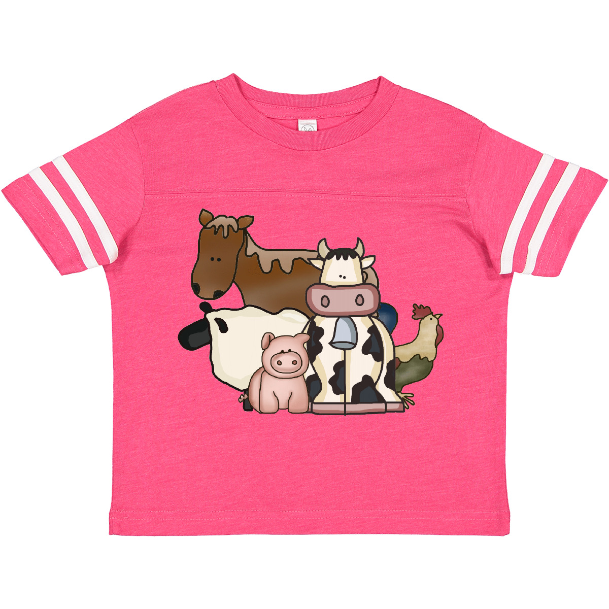 Inktastic Cute Horse, Sheep, Cow, Pig, And Rooster Farm Animals Toddler T-Shirt - Picture 3 of 13