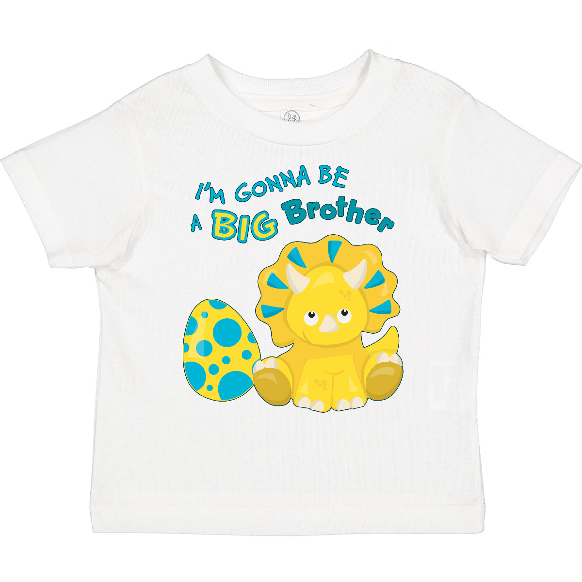 Inktastic I’m Gonna Be A Brother-dino Toddler T-Shirt Sibling Dinosaur Yellow