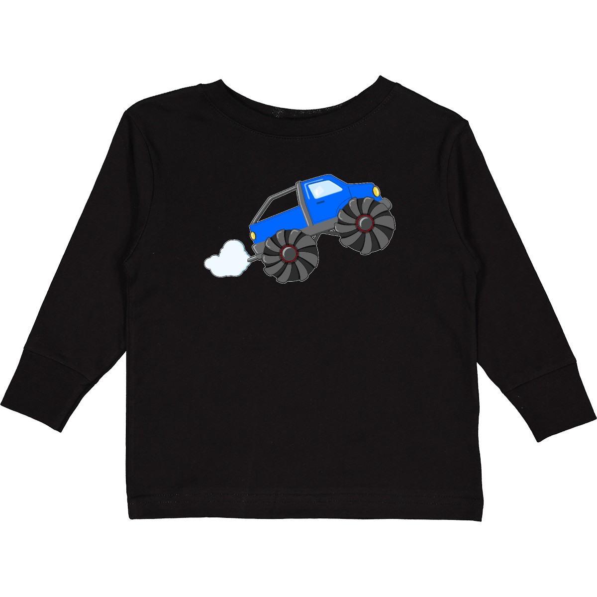 Inktastic Blue Monster Truck Action Toddler Long Sleeve T-Shirt Children Cars - Picture 2 of 3