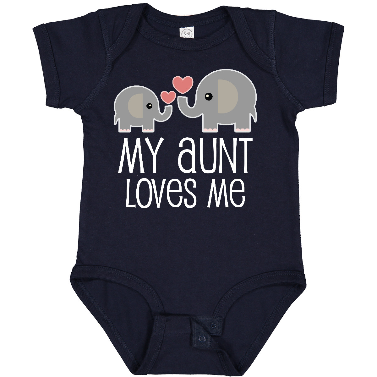 Inktastic My Aunt Loves Me Niece Nephew Elephant Baby Bodysuit Auntie Aunty Kids - Picture 11 of 13