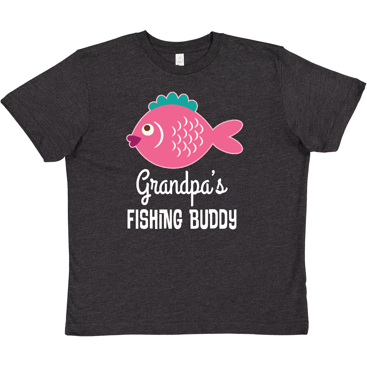 Inktastic Grandpa Fishing Buddy Girls Fish Youth T-Shirt Grandpas Cute Fisher I - Picture 2 of 2